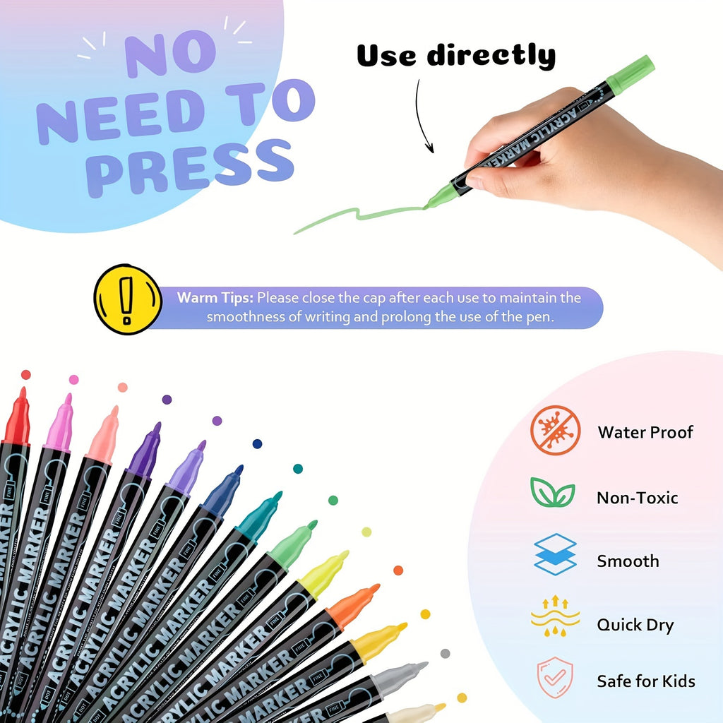 36 Colors Dual Tip Acrylic Pens Markers, Double Tip Premium Acrylic Markers, Acrylic Markers for Wood, Rock Painting, Glass, Canvas, Stone, DIY Crafts Making Art Supplies by LSDLBoutique.ch