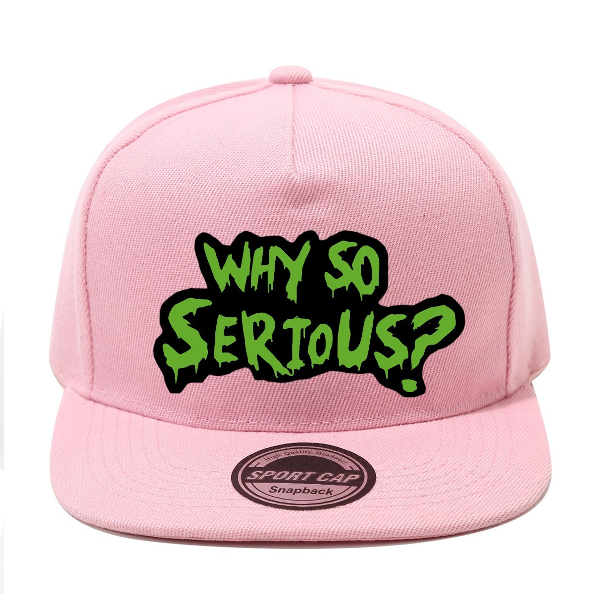 Casquette Streetwear Why So Serious Noire et Verte Snapback Unisexe Polyester Léger Dos en Maille Respirante by LSDLBoutique.ch