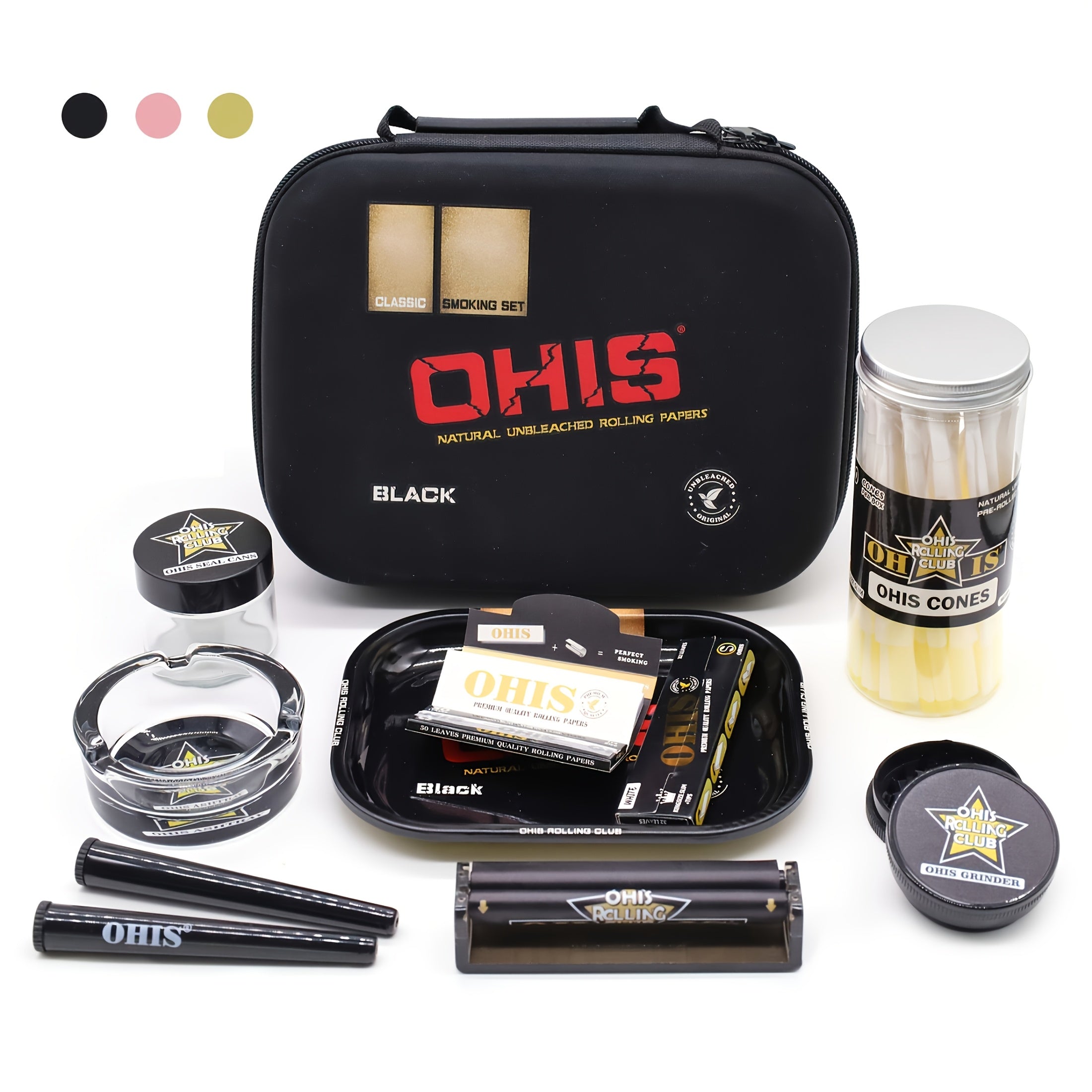 Kit Fumeur 11pcs : Mallette EVA, Grinder, Feuilles, Cendrier, Tubes by LSDLBoutique.ch