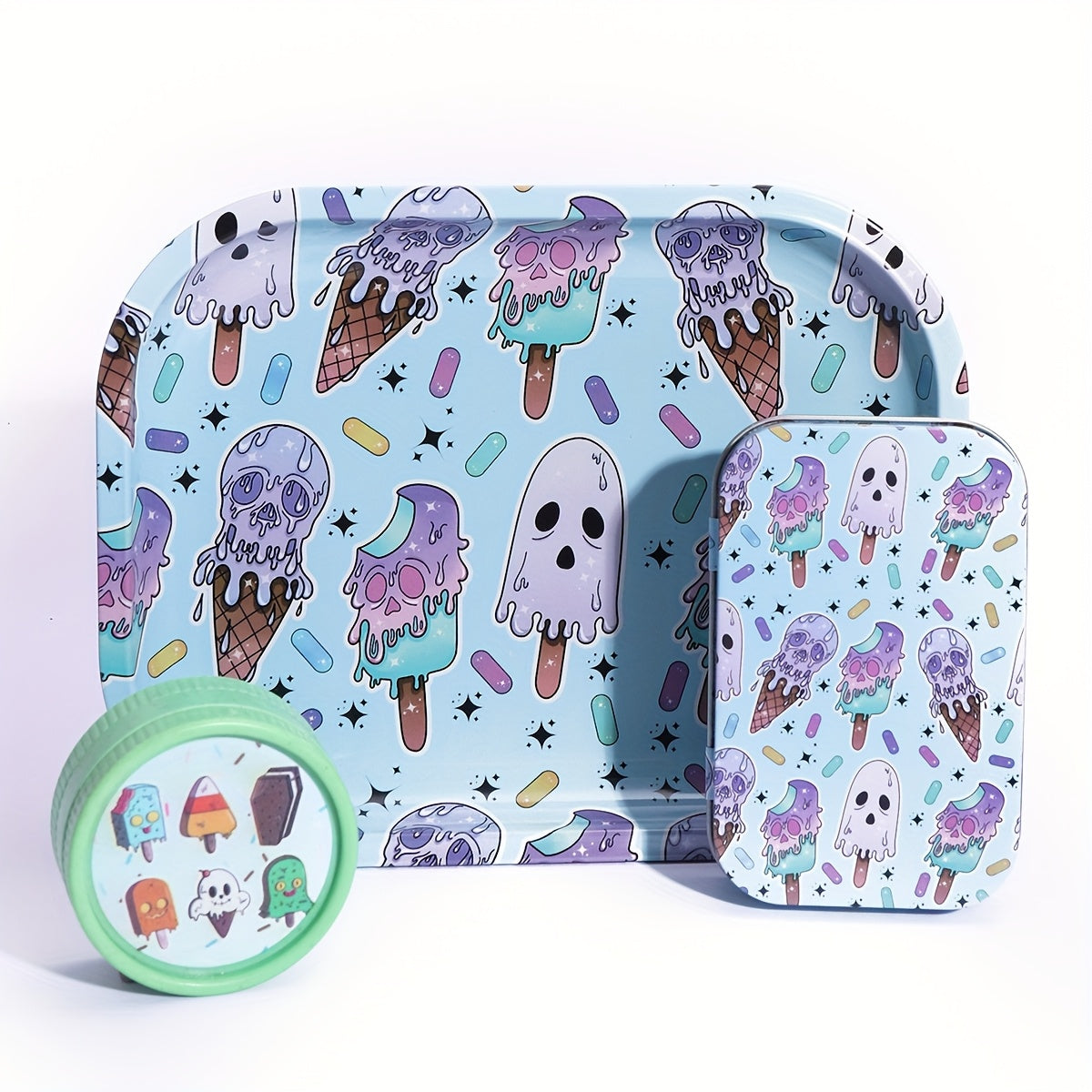 Kit Fumeur 3pcs : Étui Cigarettes, Double Grinder, Plateau Alu by LSDLBoutique.ch