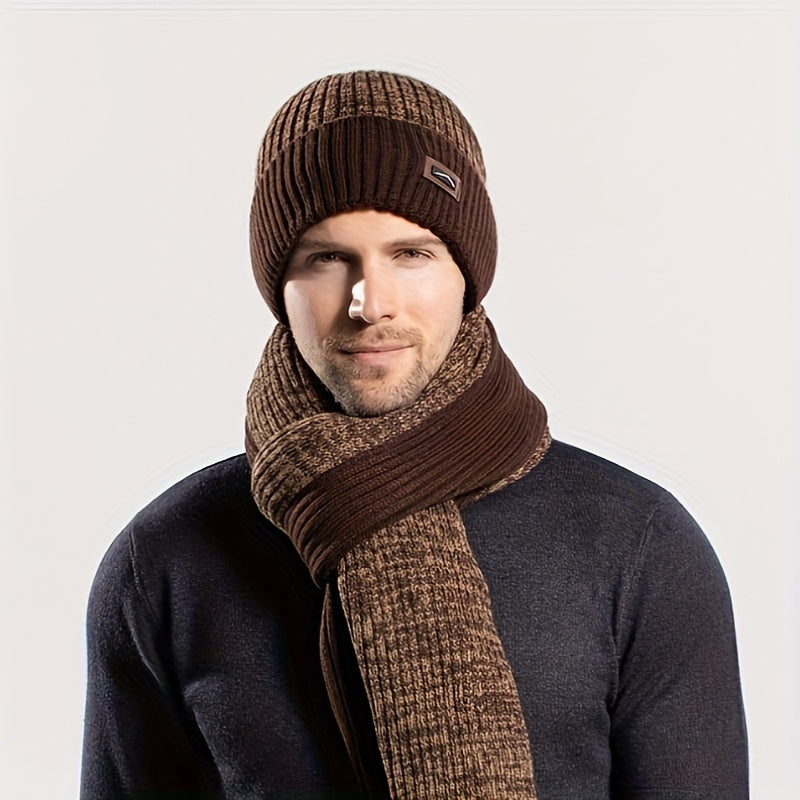 Ensemble Bonnet Écharpe Gants Homme Hiver Tricotés Trois Pièces Confort Élégant by LSDLBoutique.ch