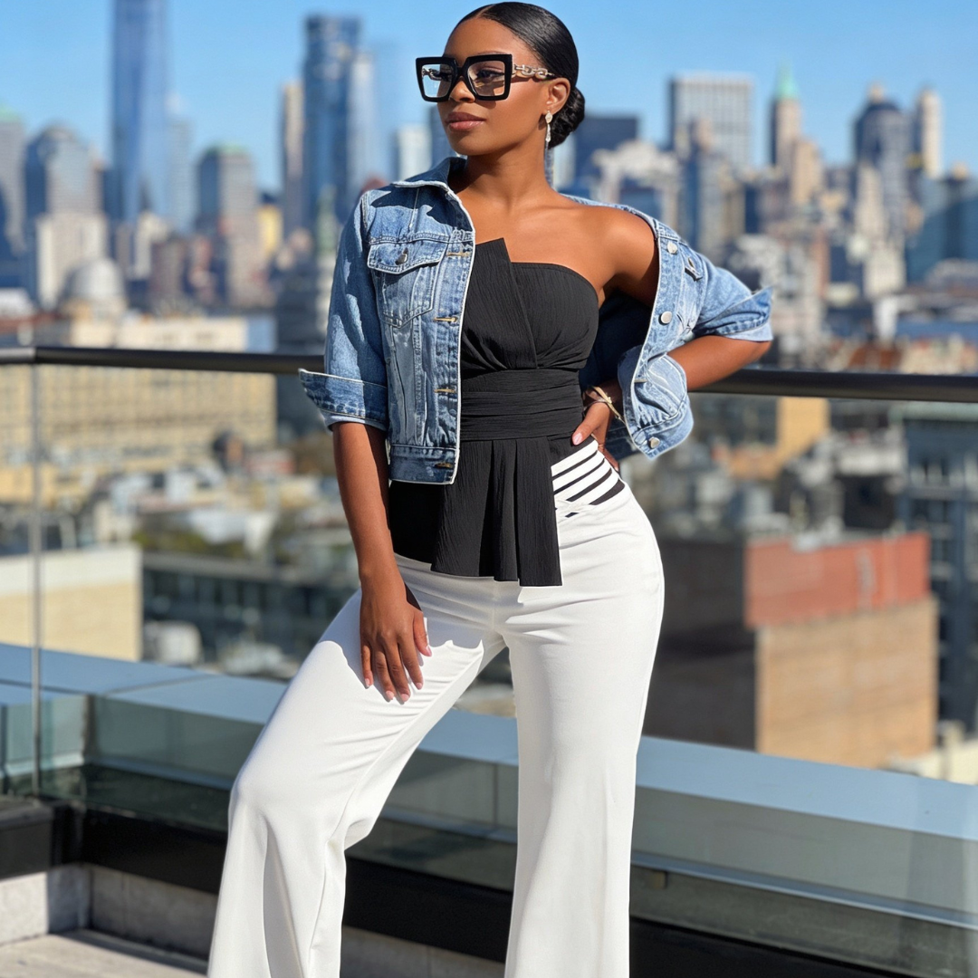 Pantalon large fluide à taille élastique