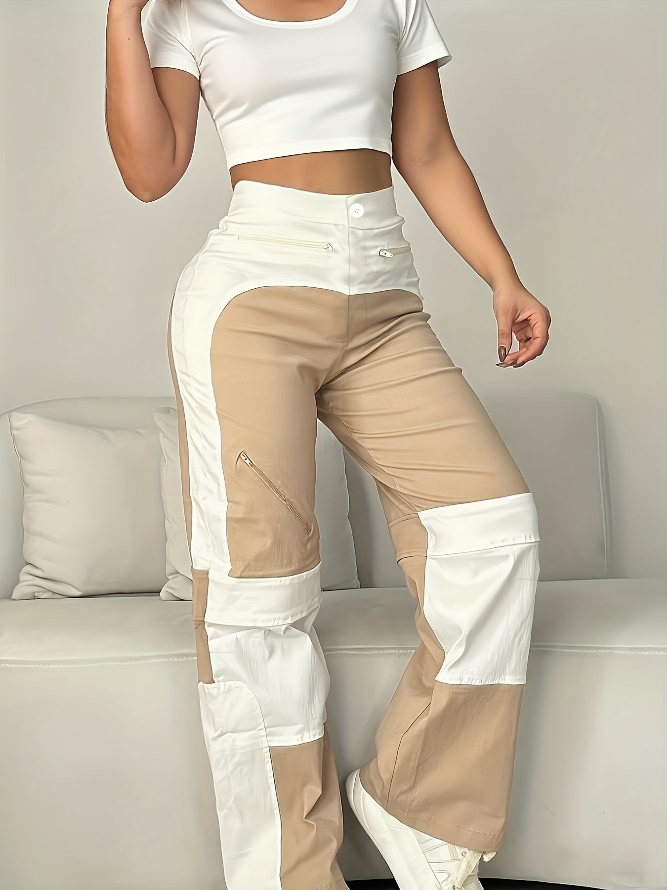 UrbanEase – Pantalon Cargo Femme Vintage à Blocs de Couleur by LSDLBoutique.ch