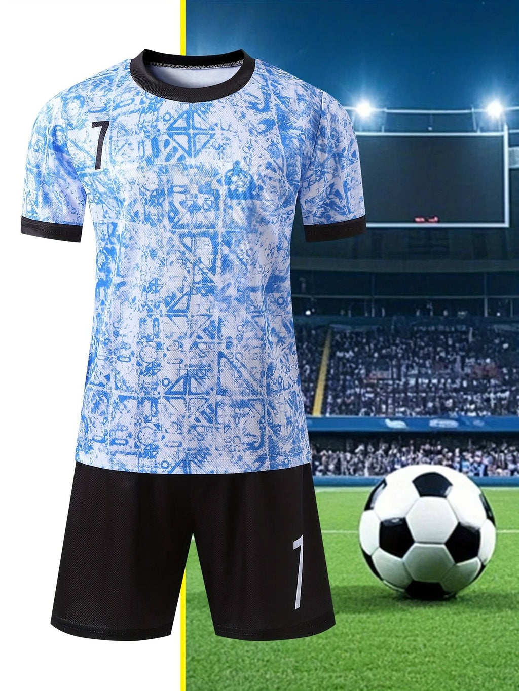 Maillot Football Shorts Personnalisable Enfant Bleu Léger