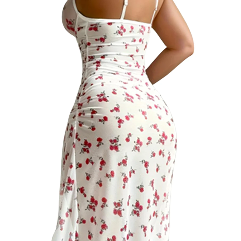 Les Secrets de Léa – robe fendue blanche à fleurs – Gabriella