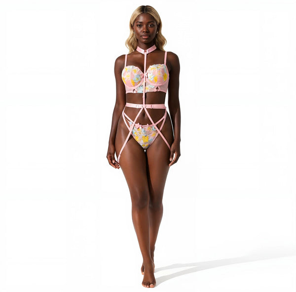 Les Secrets de Léa – Ensemble lingerie dentelle florale – Peach - LSDLBoutique