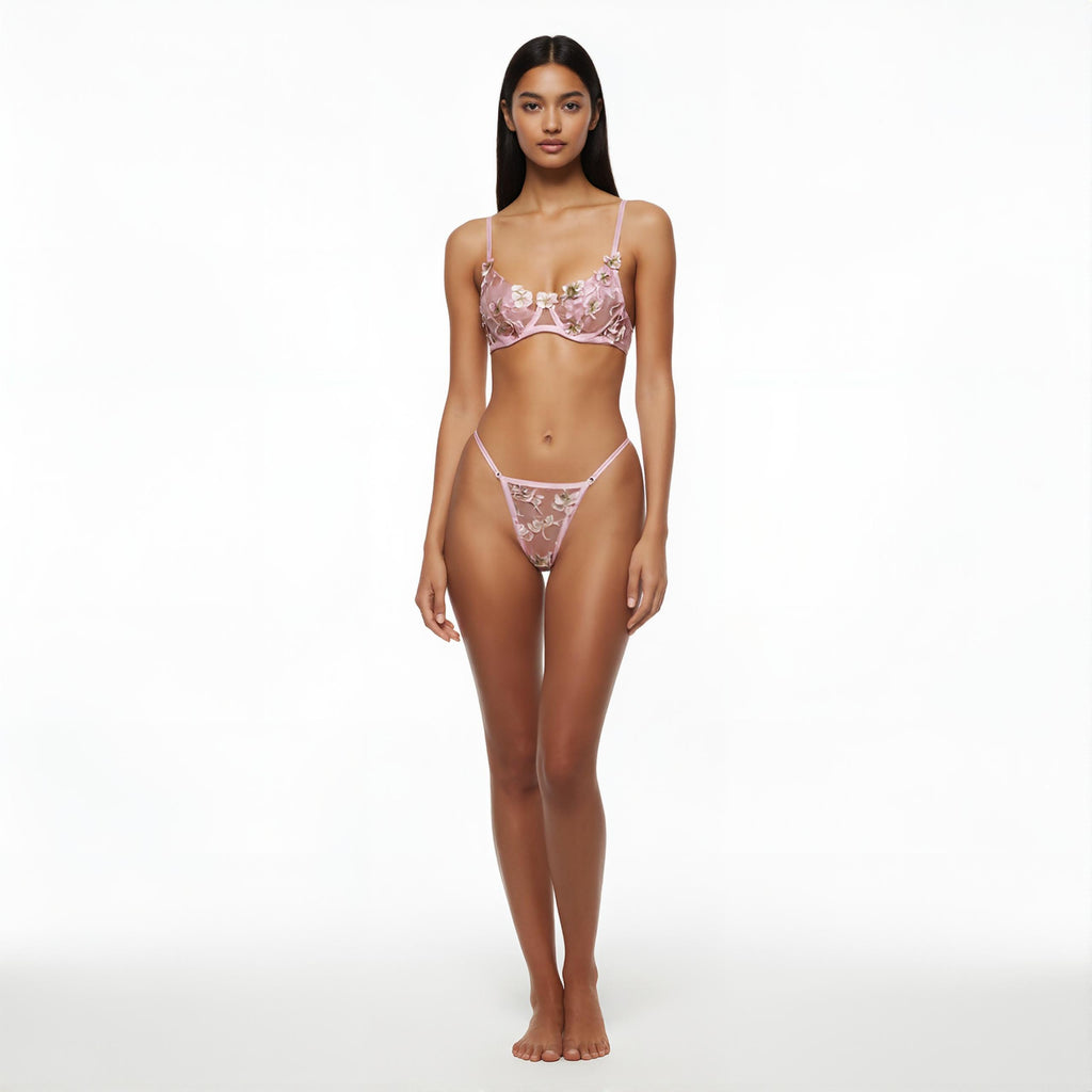 Les Secrets De Léa Ensemble Lingerie Papillons Tulle Rose