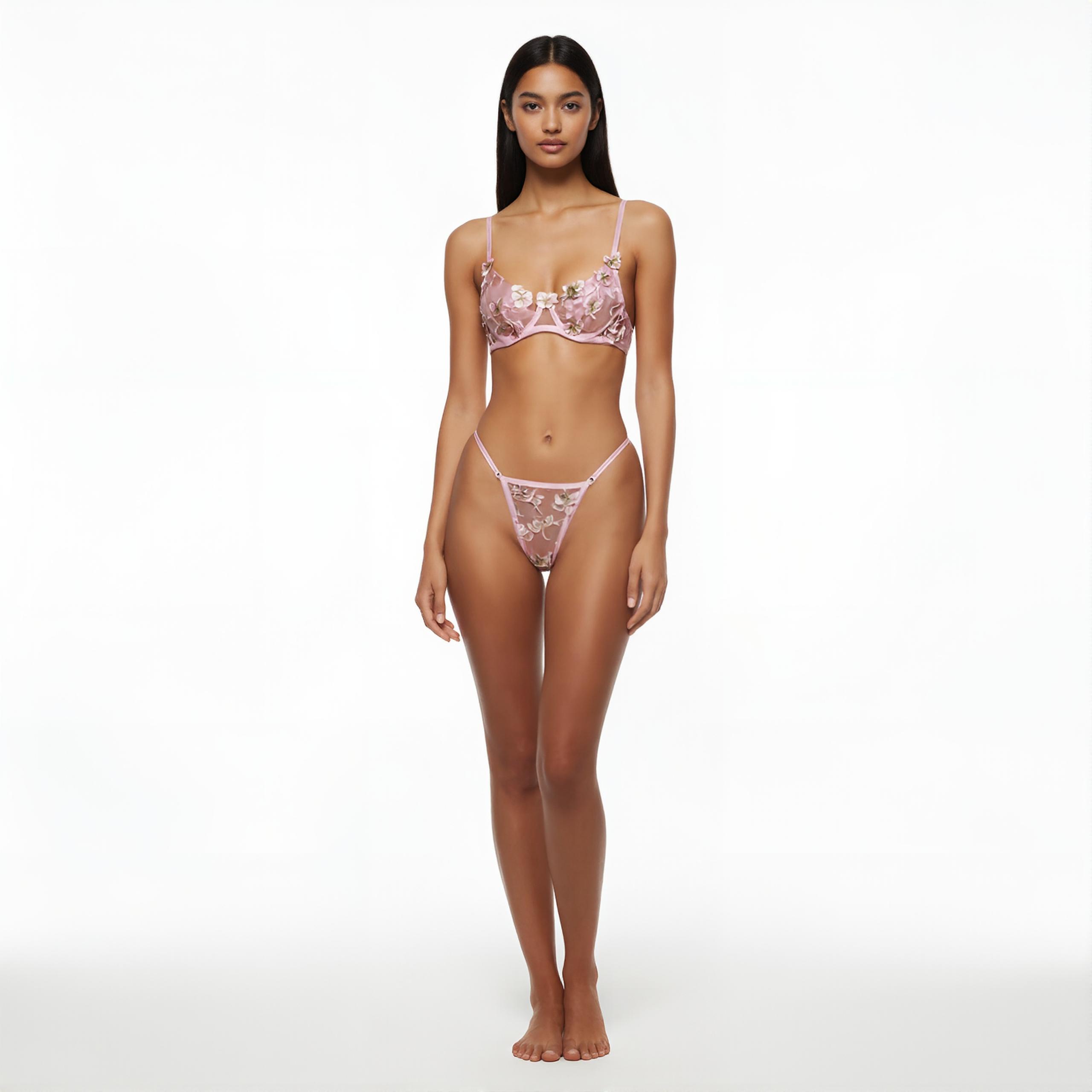 Les Secrets De Léa Ensemble Lingerie Papillons Tulle Rose