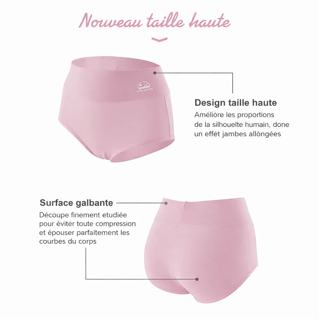 Les Secrets de Léa – Culotte taille haute en coton avec fibres de graphène (lot de 5) – Olive