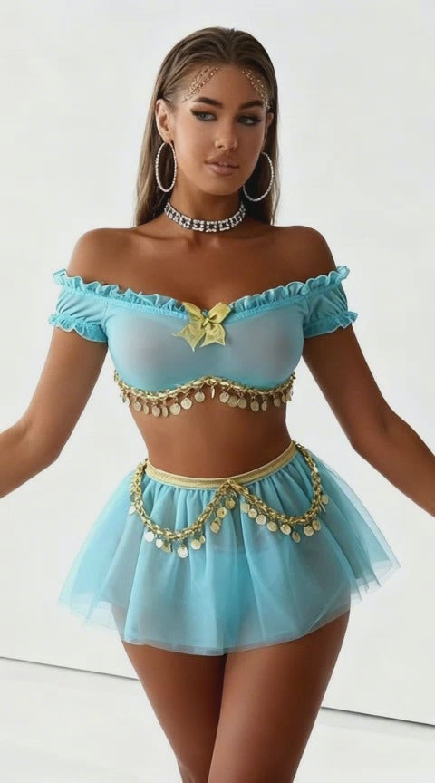 Les Secrets De Léa Ensemble Féérique Turquoise Paillettes