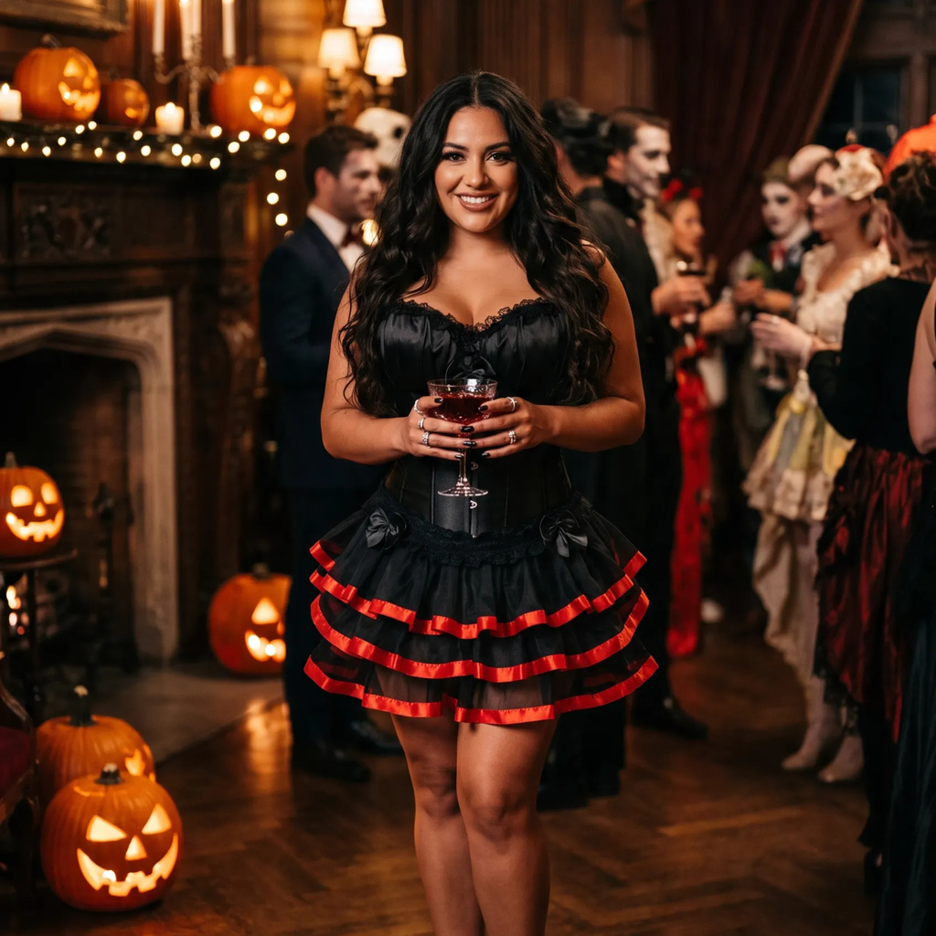 Corset Dress with Straps and Skirt – Plus Size Available