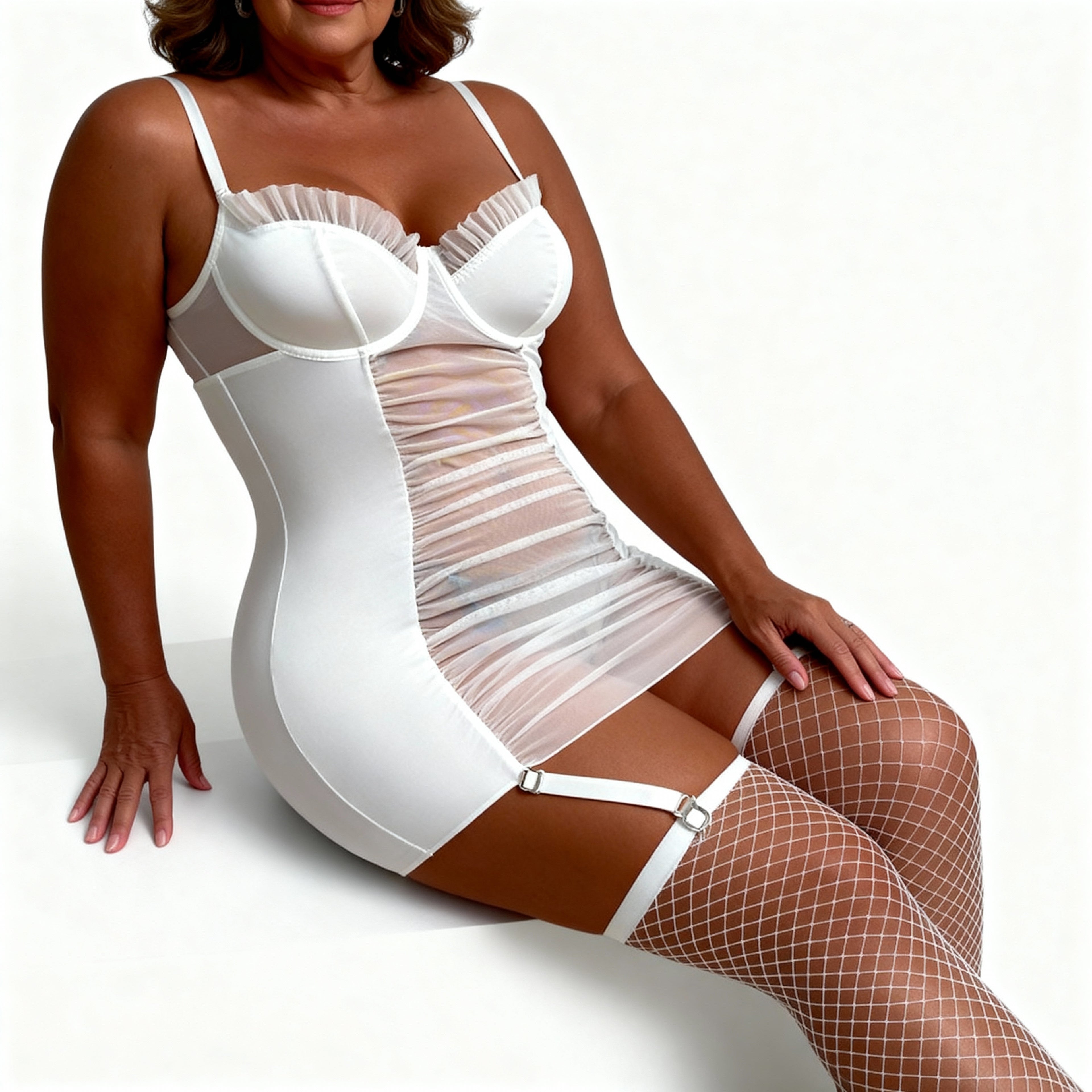 Maria Nuisette Blanche Transparente Avec Corset Intégré Et Bonnets Structurés Pour Sublimer Vos Courbes by Les Secrets de Léa