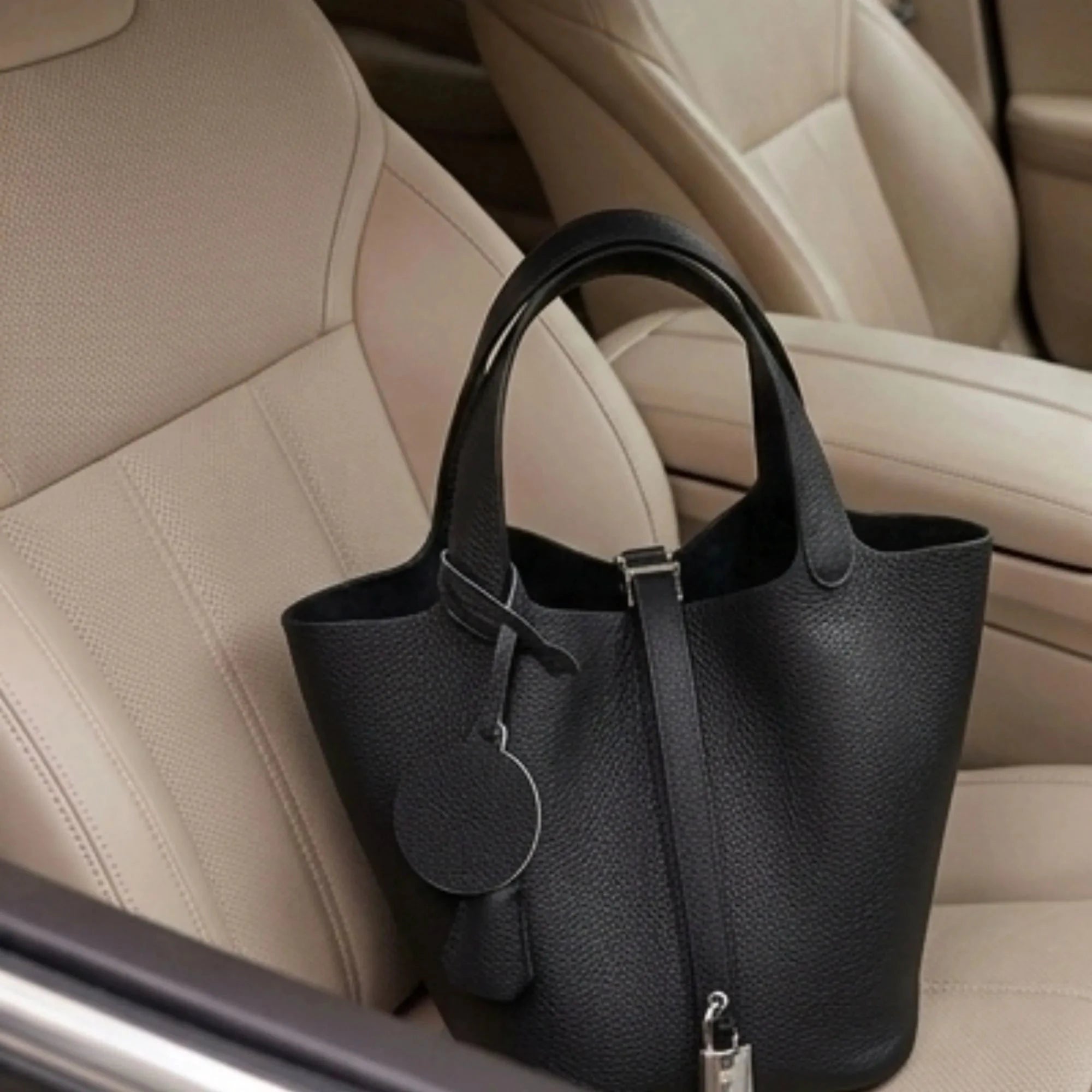 Sac à main seau en cuir véritable - Mendy - LSDLBoutique