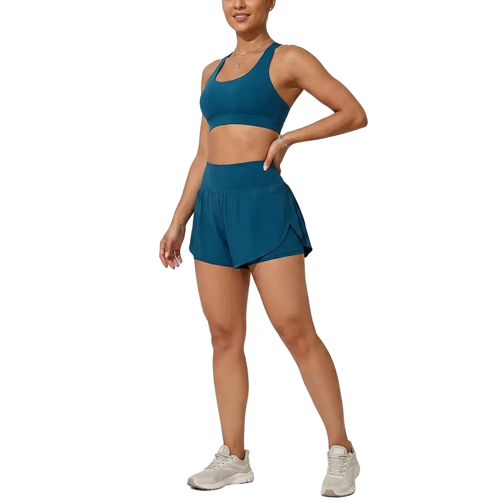 Short de bain taille haute 2 en 1 avec poches – Anfilia